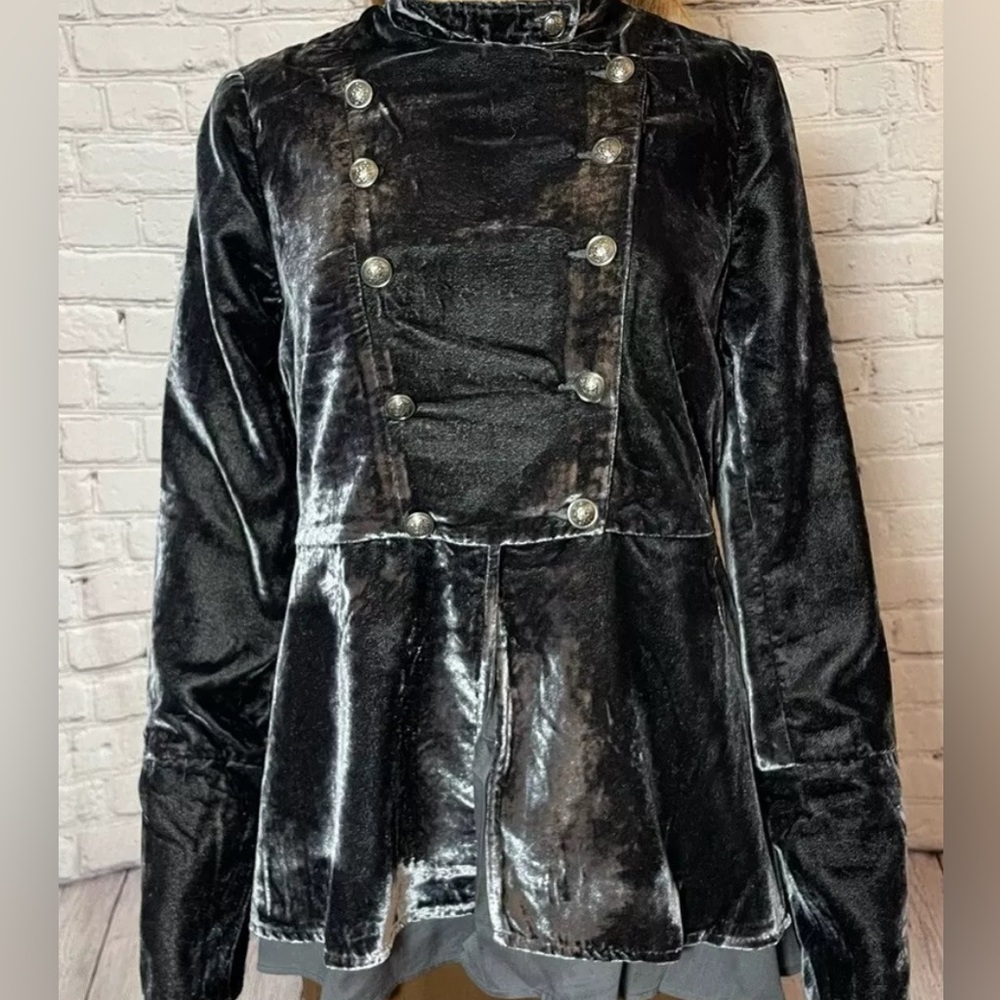 Free People Faye Velvet Jacket Ebony (Ebony/Grey)